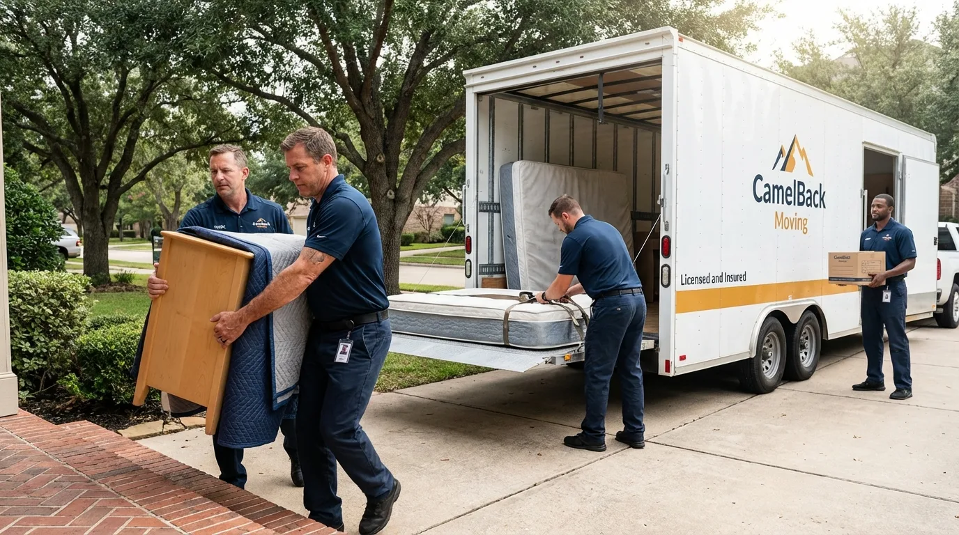 Crew loading residential truck for cross-state move from Verplanck, NY