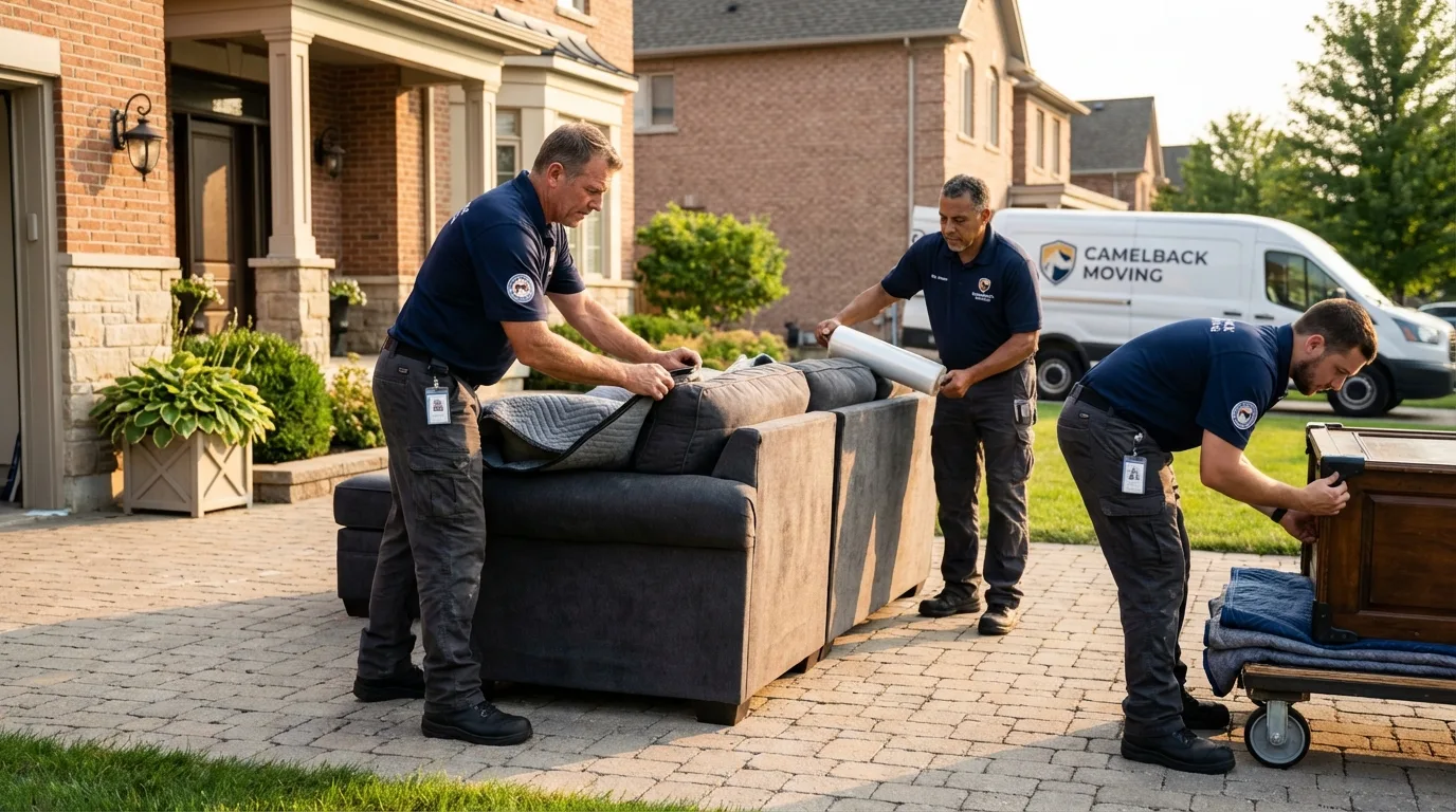 Large estate moving crew wrapping furniture in Verplanck, NY